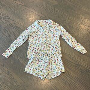 Roller Rabbit Womens Long Sleeve Multicolor Fruit Print Pajama Set